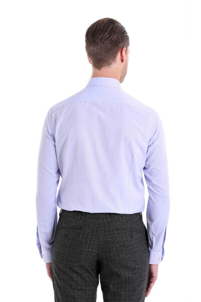 Lila Comfort Fit Desenli Pamuklu Slim Yaka Uzun Kollu Klasik Gömlek - 5