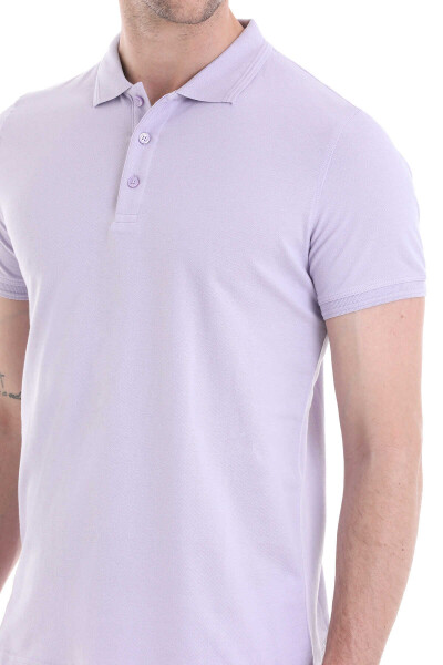 Lila Regular Fit 100% Pamuklu Polo Yaka Tişört - 5