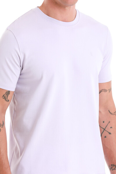 Lila Regular Fit Bisiklet Yaka Pamuklu Tişört - 7