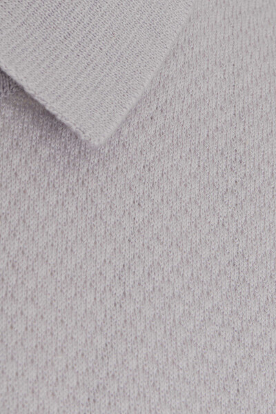 Lila Regular Fit jakarlı Pamuklu Polo Yaka Triko Tişört - 3