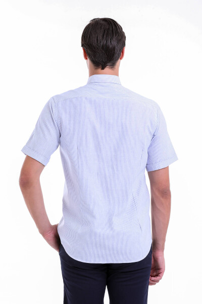 Mavi Regular Fit Pamuklu Düğmeli Yaka Kısa Kol Klasik Gömlek - 4