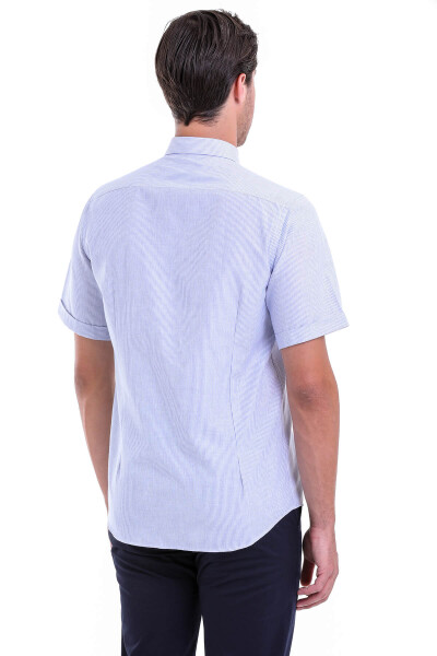 Mavi Regular Fit Pamuklu Düğmeli Yaka Kısa Kol Klasik Gömlek - 5