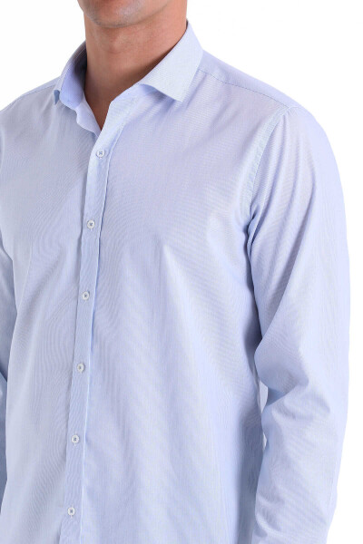 Mavi Comfort Fit Çizgili 100% Pamuk Slim Yaka Uzun Kollu Casual Gömlek - 5