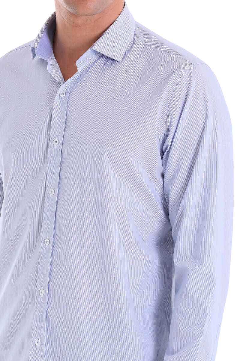 Mavi Comfort Fit Çizgili 100% Pamuk Slim Yaka Uzun Kollu Casual Gömlek - Hatem Saykı (1)