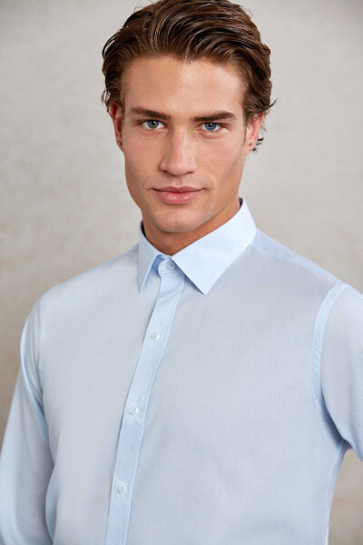 Mavi Comfort Fit Çizgili %100 Pamuk Slim Yaka Uzun Kollu Gömlek - 4