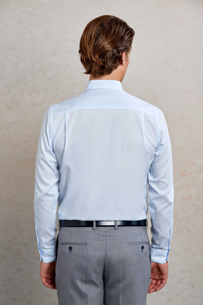 Mavi Comfort Fit Çizgili %100 Pamuk Slim Yaka Uzun Kollu Gömlek - 5