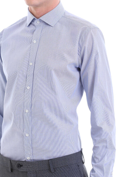 Mavi Comfort Fit Desenli 100% Pamuklu İtalyan Yaka Uzun Kollu Spor Gömlek - 5