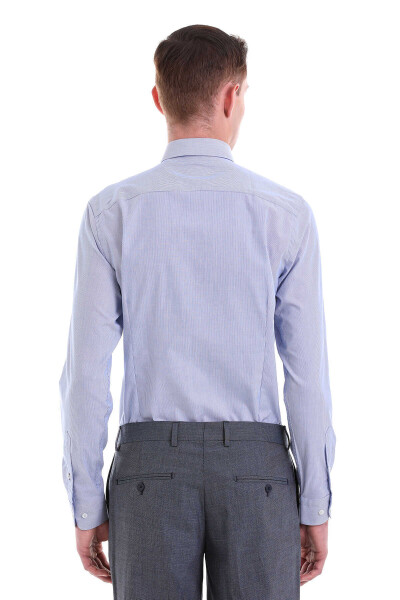 Mavi Comfort Fit Desenli 100% Pamuklu İtalyan Yaka Uzun Kollu Spor Gömlek - 6