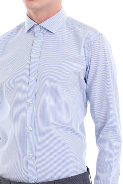 Mavi Comfort Fit Desenli 100% Pamuklu İtalyan Yaka Uzun Kollu Spor Gömlek - 11