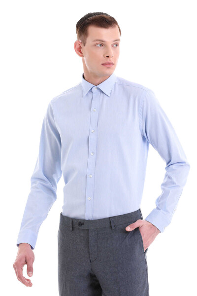 Mavi Comfort Fit Desenli 100% Pamuklu Slim Yaka Uzun Kollu Spor Gömlek - 3