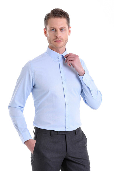 Mavi Comfort Fit Desenli Pamuklu Slim Yaka Uzun Kollu Klasik Gömlek 