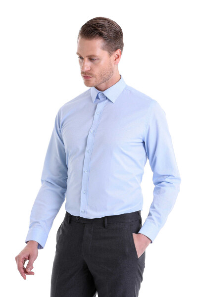 Mavi Comfort Fit Desenli Pamuklu Slim Yaka Uzun Kollu Klasik Gömlek - 2