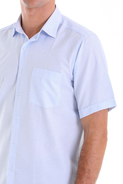 Mavi Comfort Fit Kareli Pamuklu Slim Yaka Kısa Kol Klasik Gömlek - 5