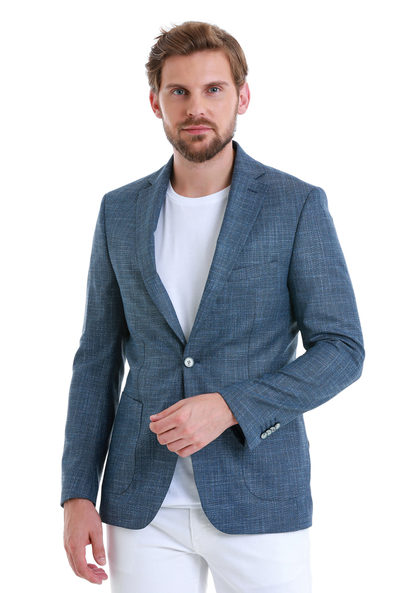 Mavi Comfort Fit Mono Yaka Klasik Ceket - Hatemoğlu
