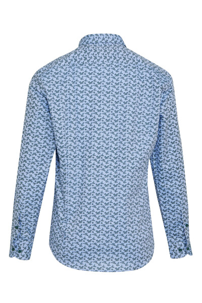 Yeşil Comfort Fit Baskılı 100% Pamuk Düğmeli Yaka Uzun Kollu Casual Gömlek - 2