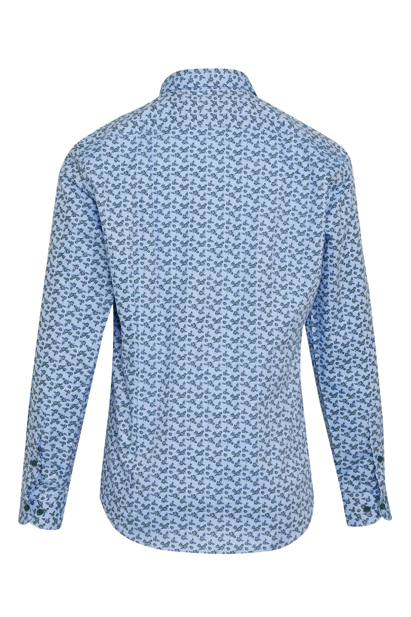 Yeşil Comfort Fit Baskılı 100% Pamuk Düğmeli Yaka Uzun Kollu Casual Gömlek - Hatem Saykı (1)