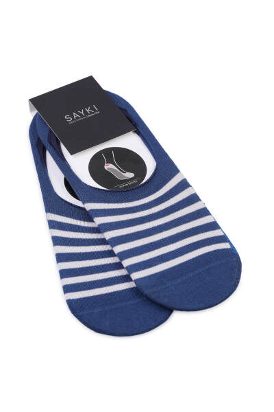 Mavi Desenli Pamuklu İkili Babet Çorap 