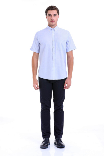 Mavi Regular Fit Pamuklu Düğmeli Yaka Kısa Kol Klasik Gömlek - 2