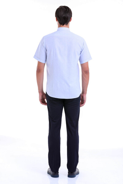 Mavi Regular Fit Pamuklu Düğmeli Yaka Kısa Kol Klasik Gömlek - 4
