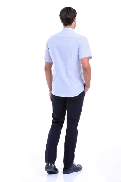 Mavi Regular Fit Pamuklu Düğmeli Yaka Kısa Kol Klasik Gömlek - 5