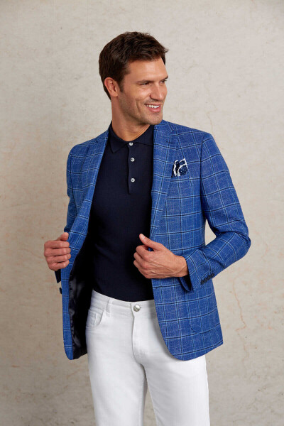 Mavi Slim Fit Kareli Mono Yaka Casual Ceket - 3