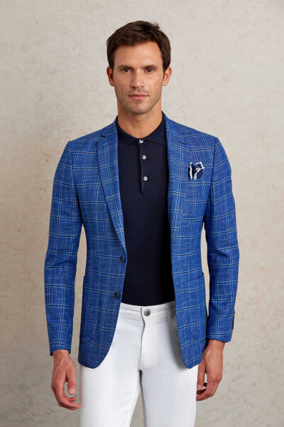 Mavi Slim Fit Kareli Mono Yaka Casual Ceket - 4
