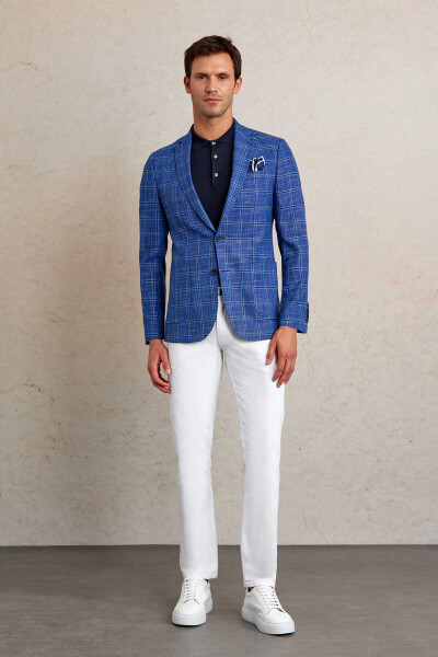 Mavi Slim Fit Kareli Mono Yaka Casual Ceket - 7