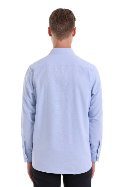 Mavi Klasik Fit Desenli Pamuklu Slim Yaka Uzun Kollu Klasik Gömlek - 6