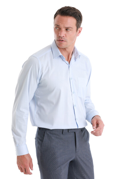 Mavi Klasik Fit Slim Yaka Pamuklu Uzun Kollu Klasik Gömlek - 4
