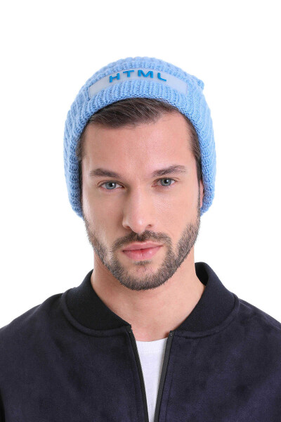 Mavi Pamuklu Örgü Bere 