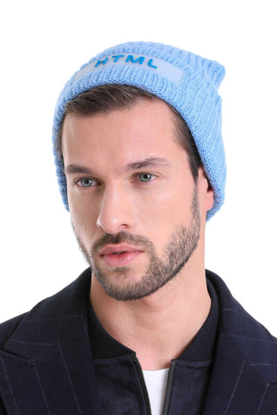 Mavi Pamuklu Örgü Bere - 3