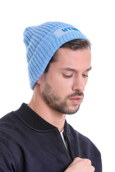 Mavi Pamuklu Örgü Bere - 4