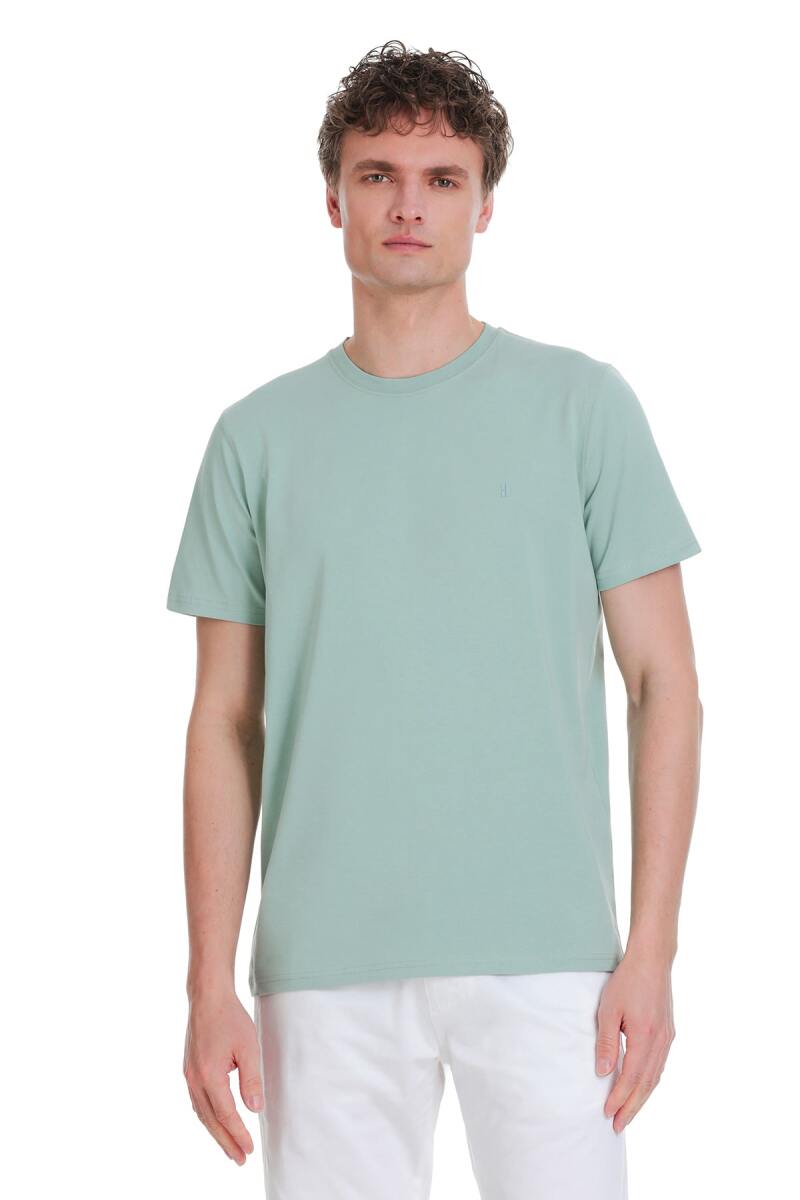 Mavi Regular Fit Bisiklet Yaka Pamuklu Tişört - HTML