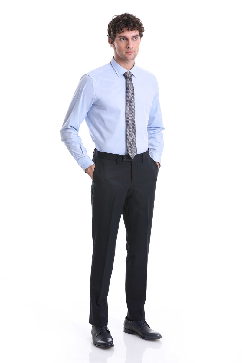 Mavi Regular Fit 100% Pamuklu Slim Yaka Uzun Kollu Klasik Gömlek - Hatemoğlu (1)