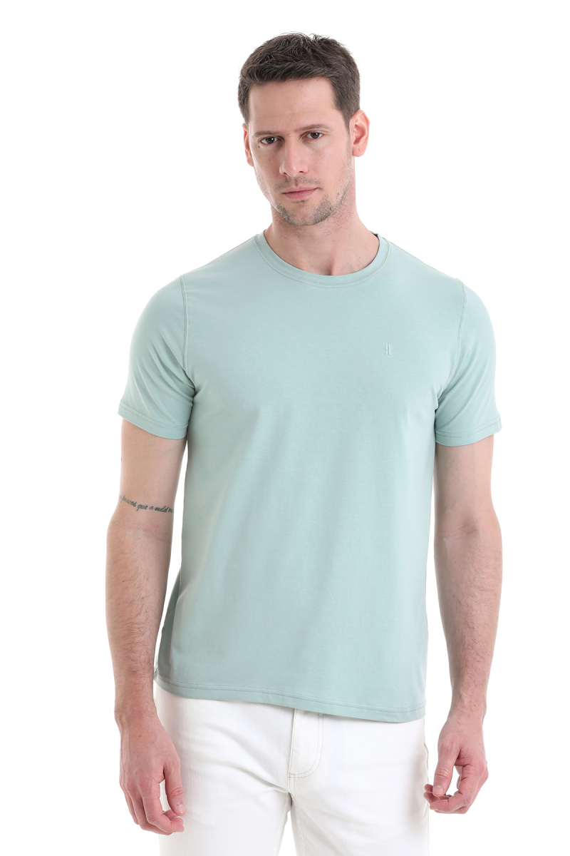 Mavi Regular Fit Pamuklu Bisiklet Yaka Tişört - HTML