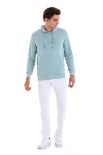 Mavi Regular Fit Pamuklu Kapüşonlu Kanguru Cepli Sweatshirt - 7
