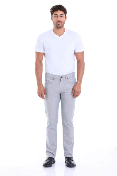 Gri Regular Fit Desenli Pamuklu 5 Cep Kanvas Pantolon 