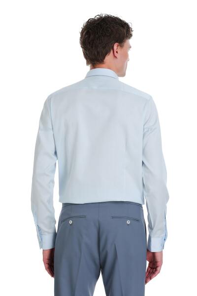 Mavi Slim Fit 100% Pamuk Açık İtalyan Yaka Uzun Kollu Saten Gömlek - 5