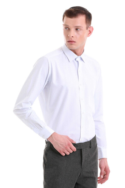 Mavi Slim Fit Baskılı Pamuklu Slim Yaka Uzun Kollu Klasik Gömlek - 4