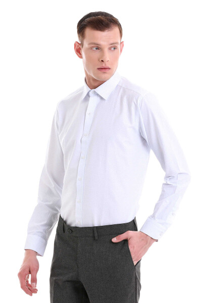 Mavi Slim Fit Baskılı Pamuklu Slim Yaka Uzun Kollu Klasik Gömlek - 5