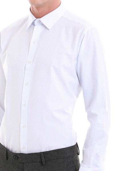 Mavi Slim Fit Baskılı Pamuklu Slim Yaka Uzun Kollu Klasik Gömlek - 6