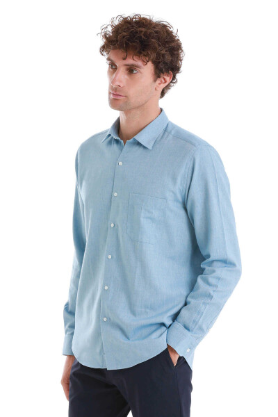 Mavi Slim Fit 100% Pamuklu Düğmeli Yaka Uzun Kollu Casual Gömlek - 3