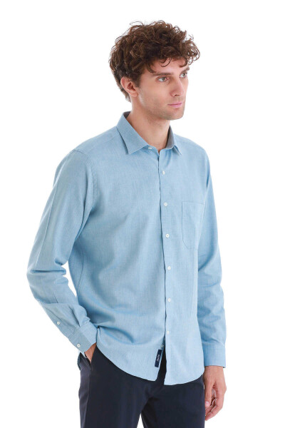 Mavi Slim Fit 100% Pamuklu Düğmeli Yaka Uzun Kollu Casual Gömlek - 4
