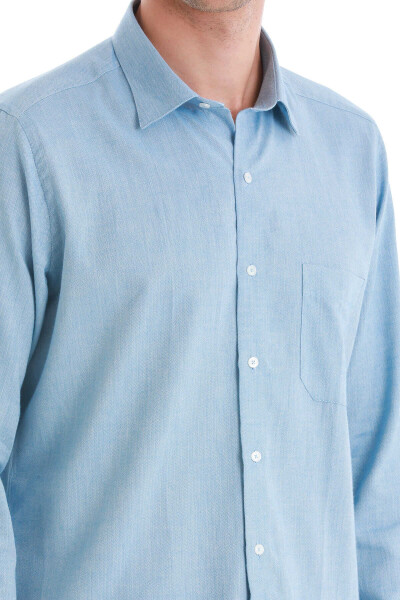 Mavi Slim Fit 100% Pamuklu Düğmeli Yaka Uzun Kollu Casual Gömlek - 5