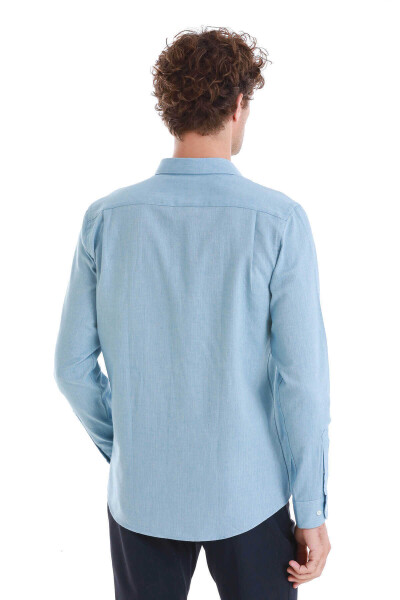 Mavi Slim Fit 100% Pamuklu Düğmeli Yaka Uzun Kollu Casual Gömlek - 6