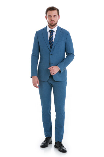 Mavi Slim Fit Mono Yaka Basic Takım Elbise - 1
