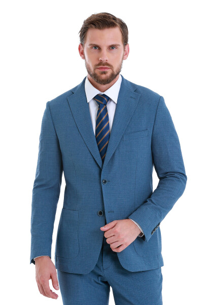 Mavi Slim Fit Mono Yaka Basic Takım Elbise - 2