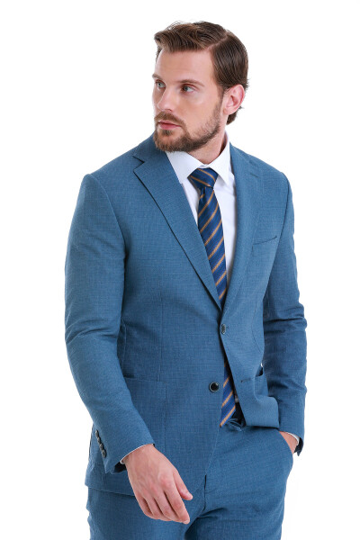 Mavi Slim Fit Mono Yaka Basic Takım Elbise - 3