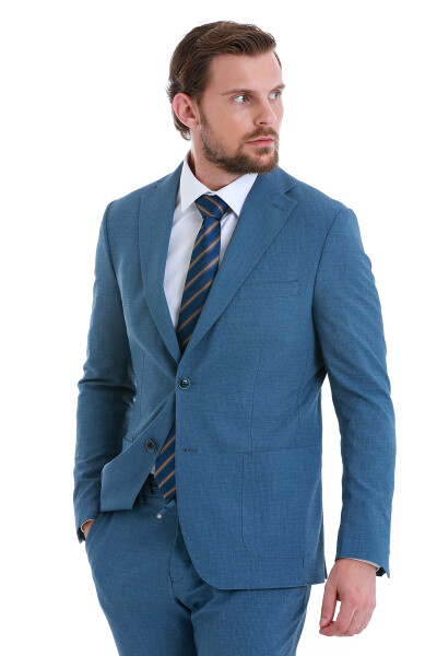 Mavi Slim Fit Mono Yaka Basic Takım Elbise - 4