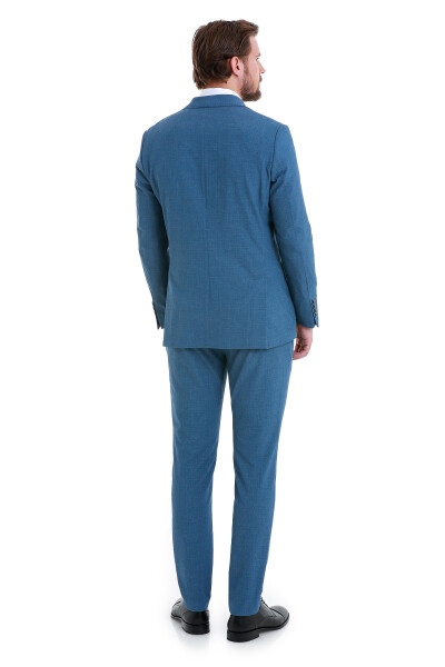 Mavi Slim Fit Mono Yaka Basic Takım Elbise - 7